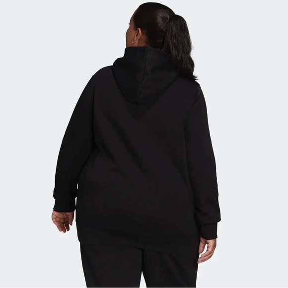 Adidas Black Embroidered Logo Hoodie Drawstring Hooded Sweatshirt - Picture 3 of 13